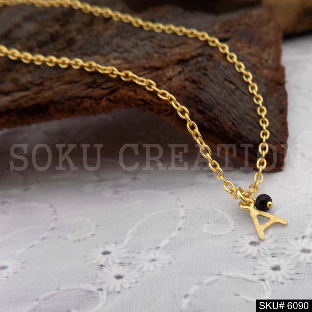 Gold Plated Alphabet A Letters Charm With Chain SKU6090