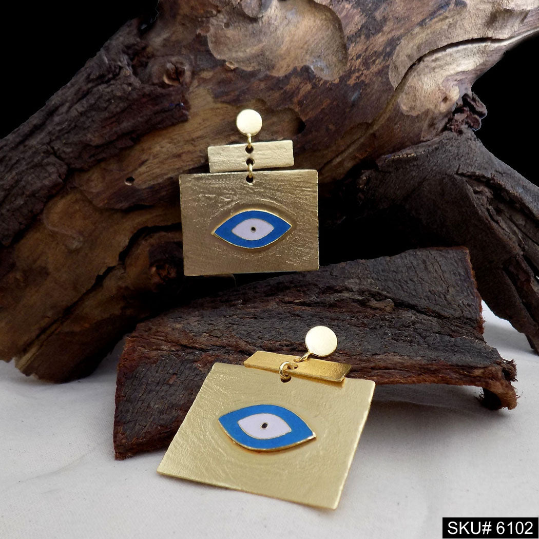 Gold plated Designer Protective Evil Eye Drop and Dangle Earring SKU6102