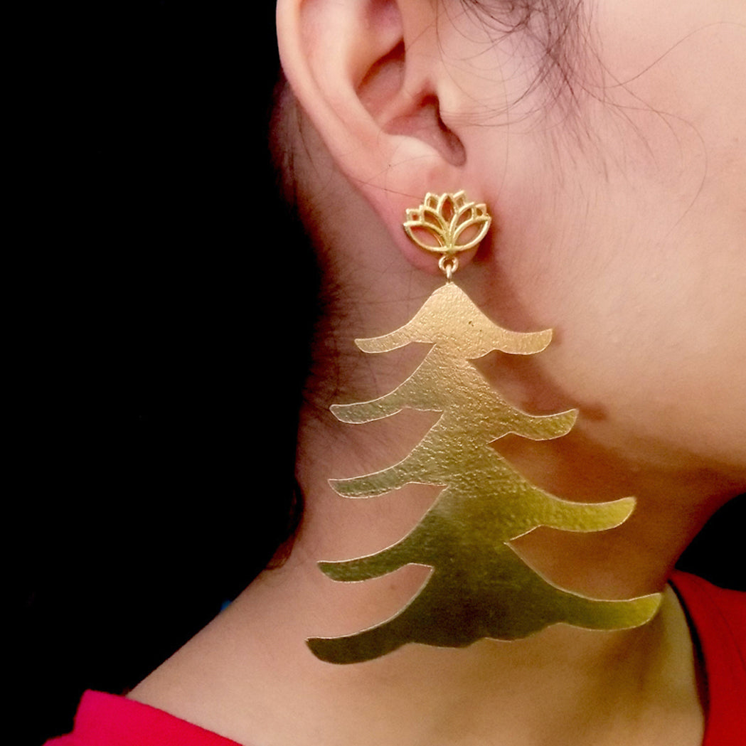 Lotus Christmas Tree Earrings