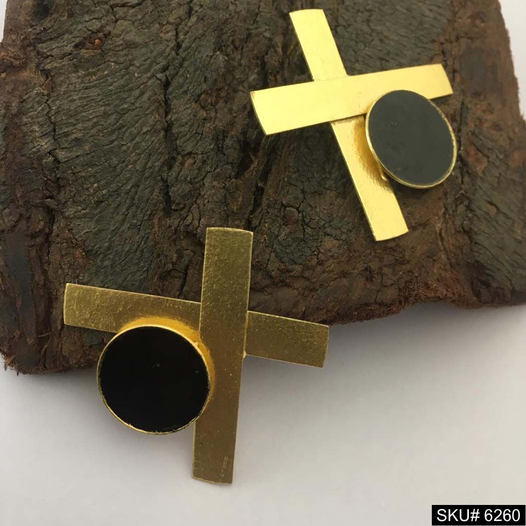 Black Cross Enamel Earrings