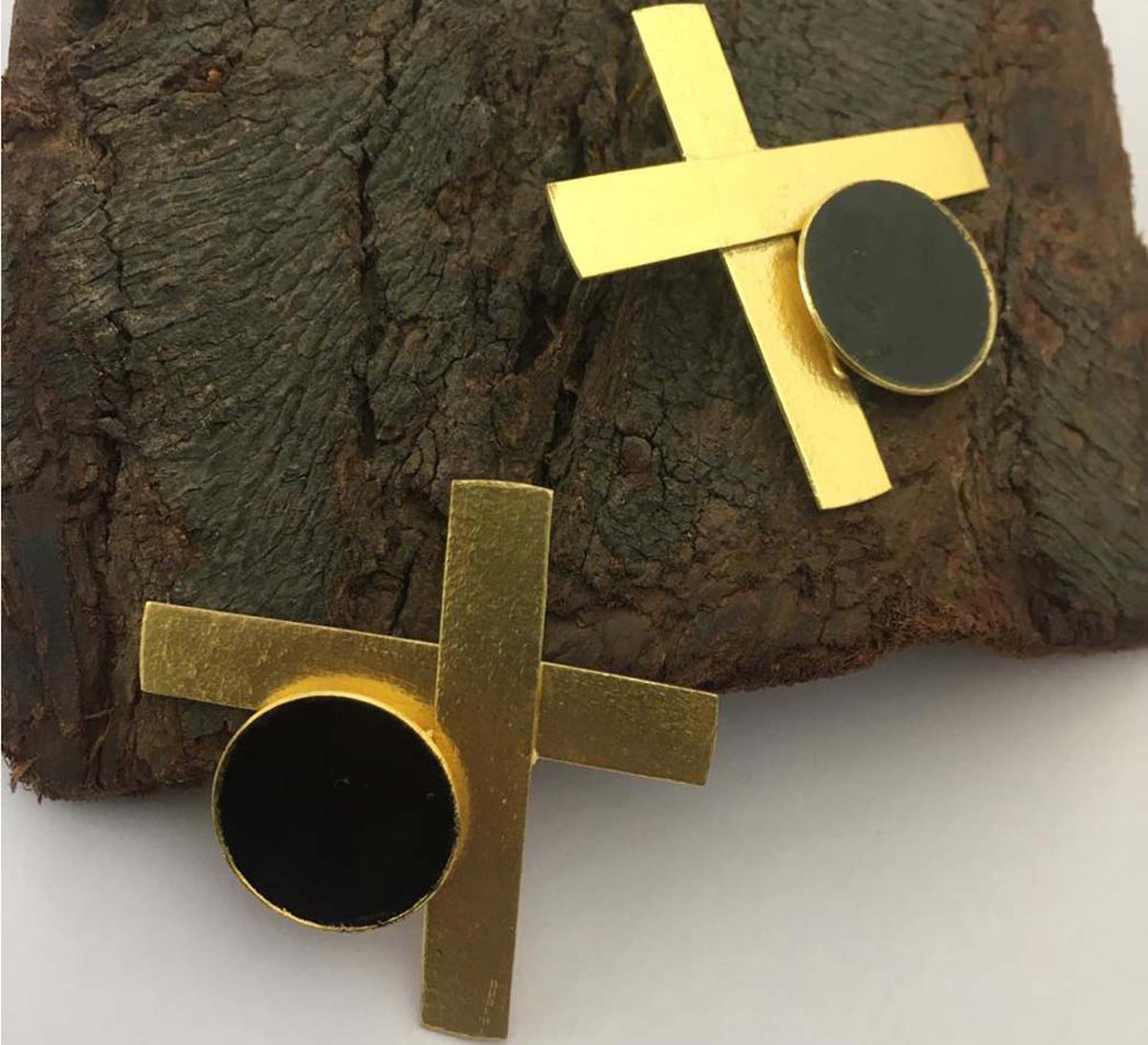 Black Cross Enamel Earrings