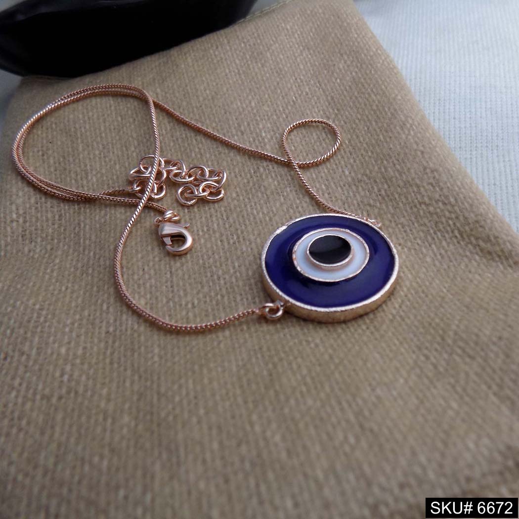 Rose Gold Plated Evil Eye Pendant Chain Necklace