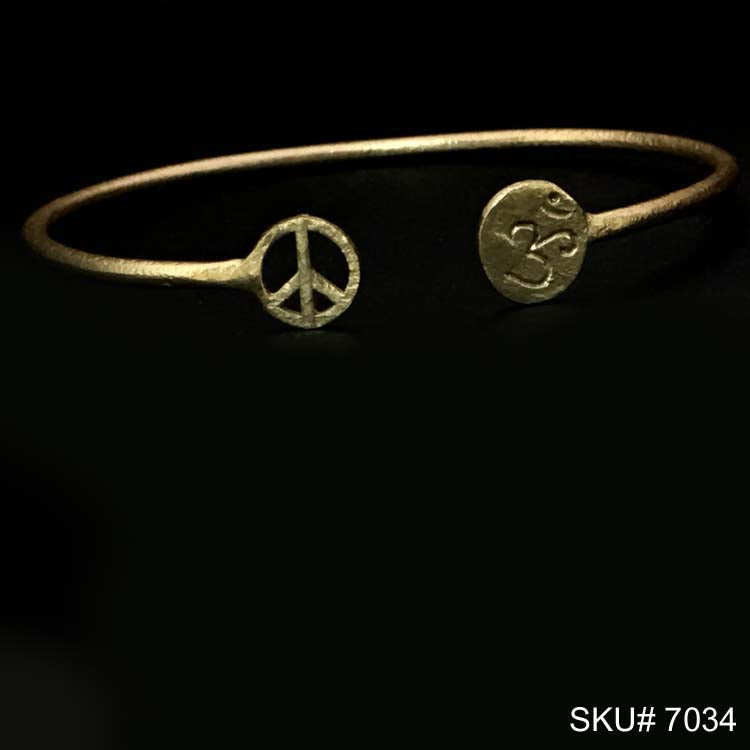 Gold Plated Plain Statement Om Sign of Designer Cuff SKU7034