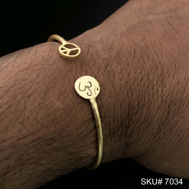 Gold Plated Plain Statement Om Sign of Designer Cuff SKU7034