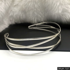 Silver Plated Plain Statement Tangle Wire of Designer Cuff SKU7037