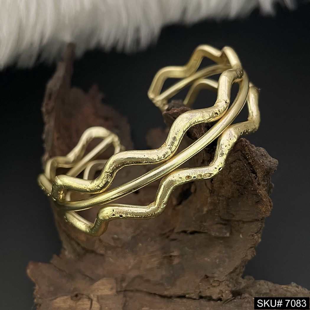 Gold Plated Plain and Tangle Wire Statement Designer Cuff SKU7083