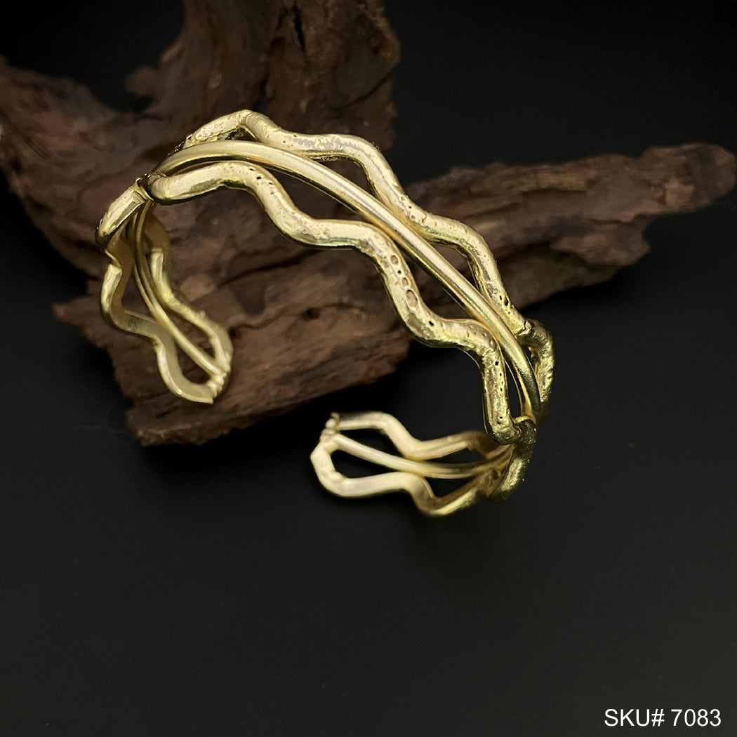 Gold Plated Plain and Tangle Wire Statement Designer Cuff SKU7083