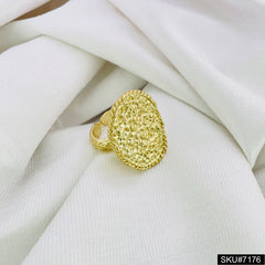Gold plated uneven Designer Texture  adjustable Handcrafted Ring sku7176