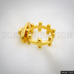 Gold Plated Unique White Stone Doted Style of Adjustable Handmade Ring SKU7435