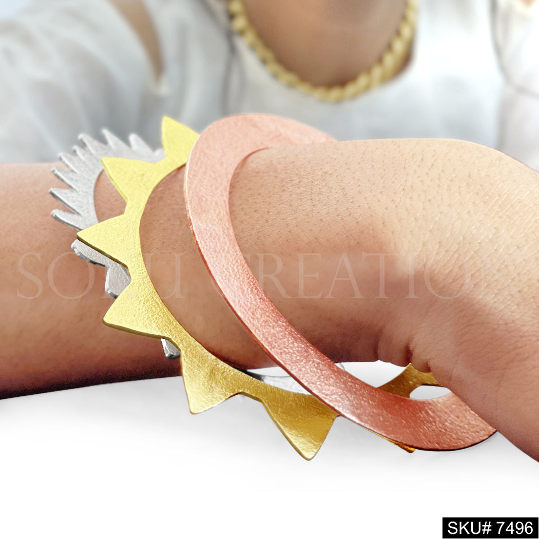 Gold Rose and Silver Plated Statement Designer Plain Bangle SKU7496