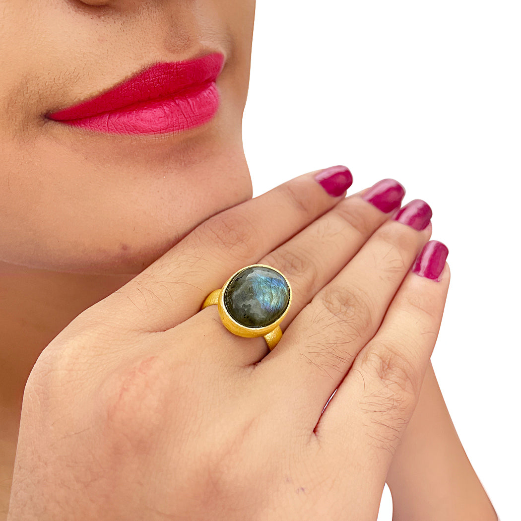 Gold Plated Handmade Labradorite Stone of Ring SKU7508