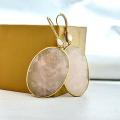 Quartz Oval Drop Earrings
