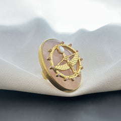"Celestial Scarab Rose Quartz Ring" SOKU#7865
