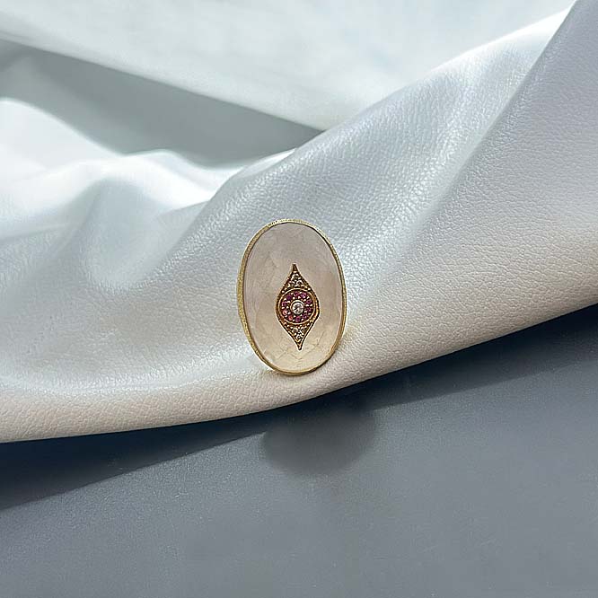 "Eye of Intuition – Rose Quartz Statement Ring" SOKU#7866