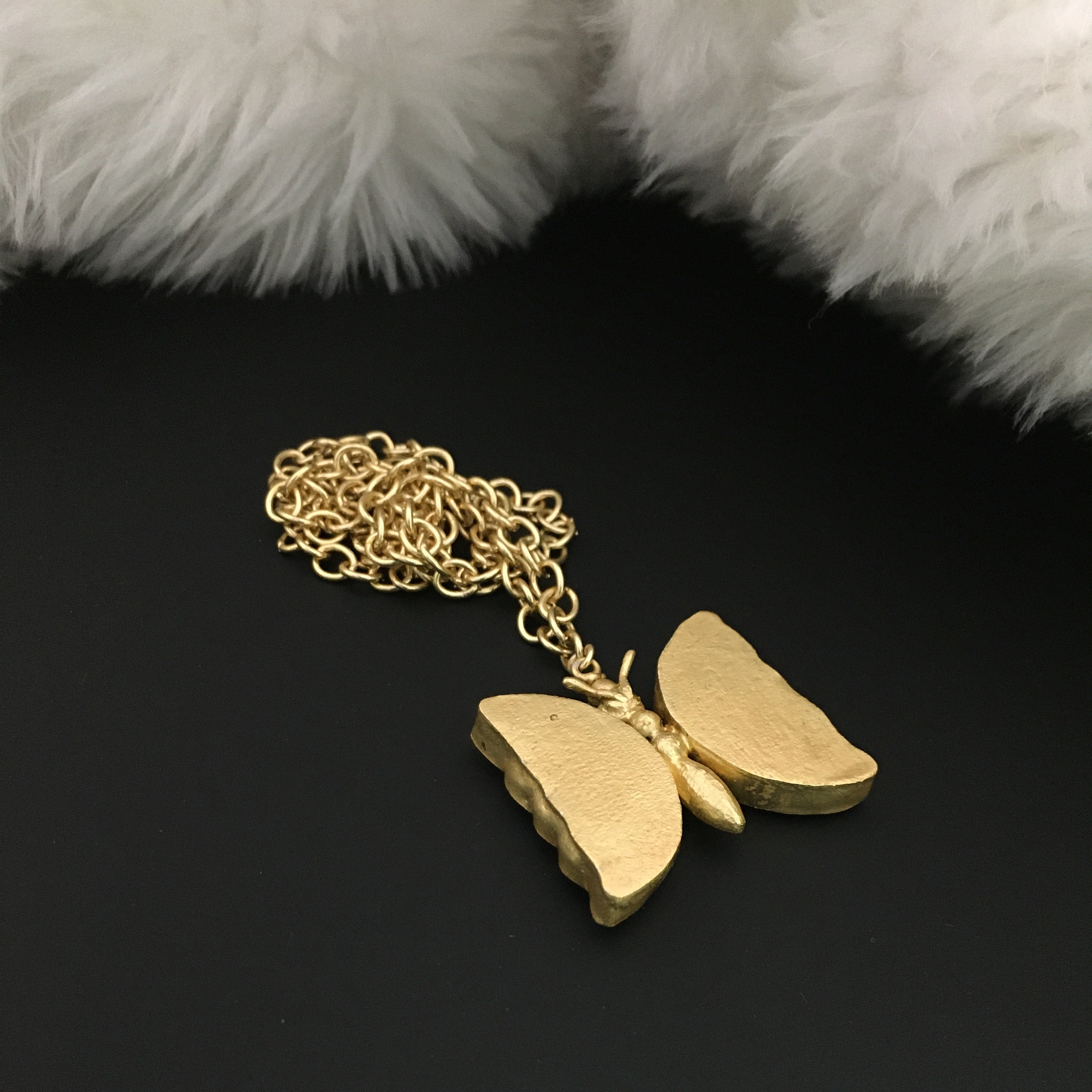 Radiant Red Enamel Butterfly Pendant Necklace