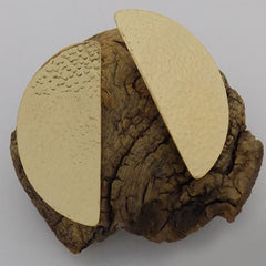 Gold plated Half moon hammered texture stud Earring SKU3610