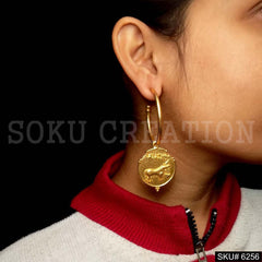 Gold plated Hoop Vintage Style Unique Design Earring SKU6256