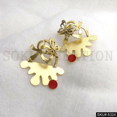 Gold plated flower Butterfly Simple Pair of Earrings SKU6324