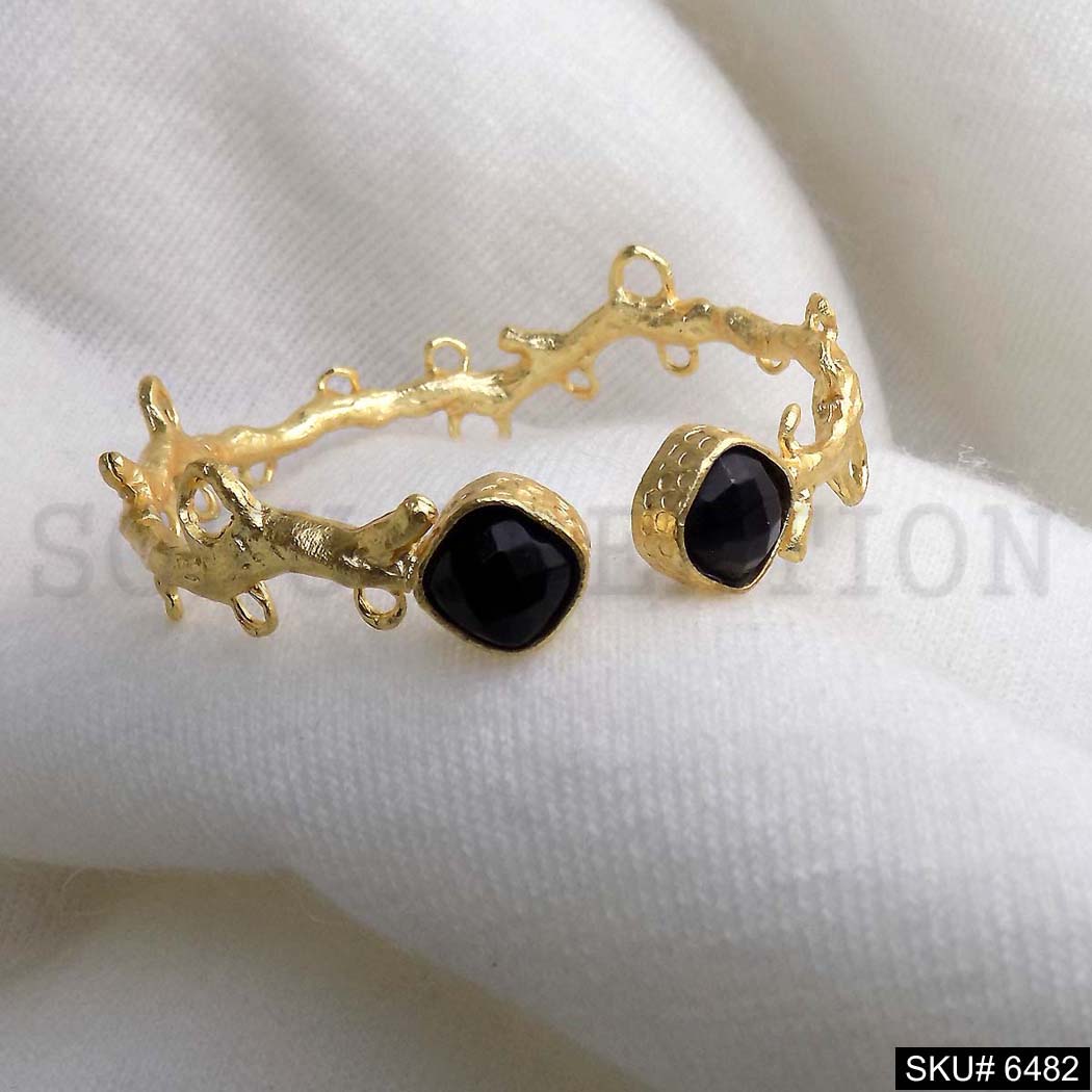Gold Plated Twine Made Black Statement Handmade Design of Cuff SKU6482