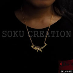 Gold Plated Chain Necklace with Statement Fish Charm SKU6520