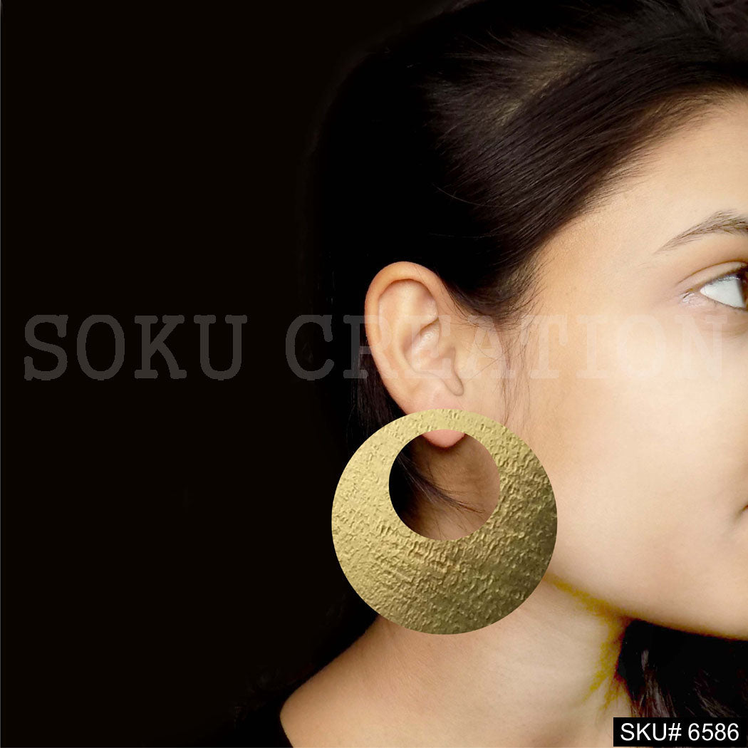 Gold plated Big Rounded Stud Earring SKU6586