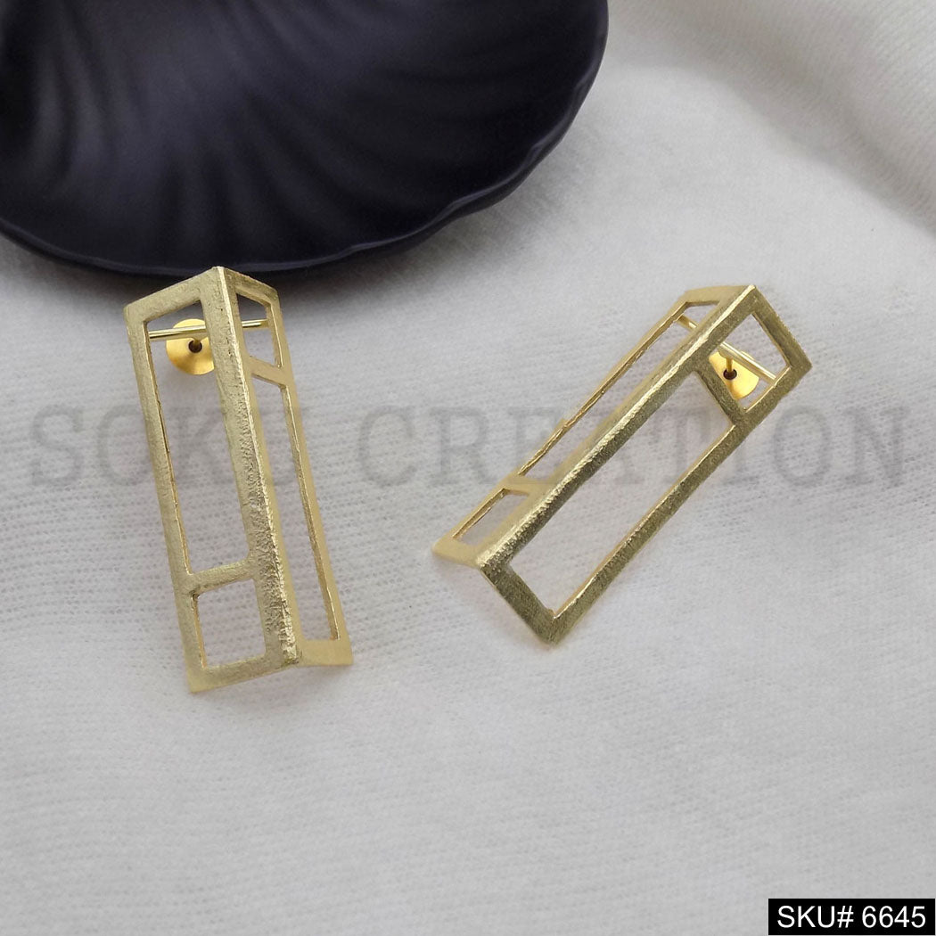 Gold plated Statement Curve Unique Handmade Design of Drop and Dangle Earring SKU6645
