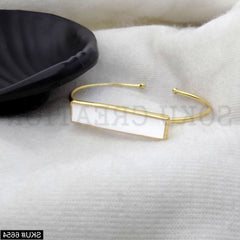 Gold Plated Statement White Rectangle Delicate Design of Cuff SKU6654