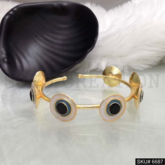 Gold Plated Evil Eye Round Shape Design of Unique Cuff SKU6687
