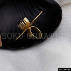 Gold Plated Unique Designer Hammered Rounded with stone Adjustable Handmade Ring SKU6715