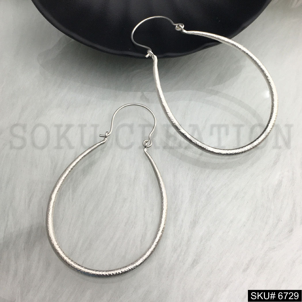 Silver plated Plain Tear Drop Big Hoop Earrings SKU6729