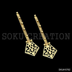 Gold plated Twisted Wire Filing jewelry Statement Long Stud Earrings SKU6762