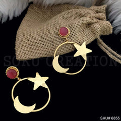 Gold plated Drop and Dangle Gemstone Moon Light Star Earring SKU6855