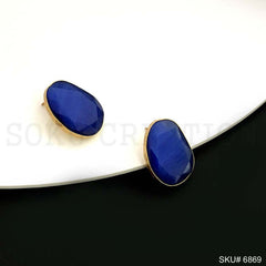 Gold plated Stud Blue  Gemstone Earring SKU6869