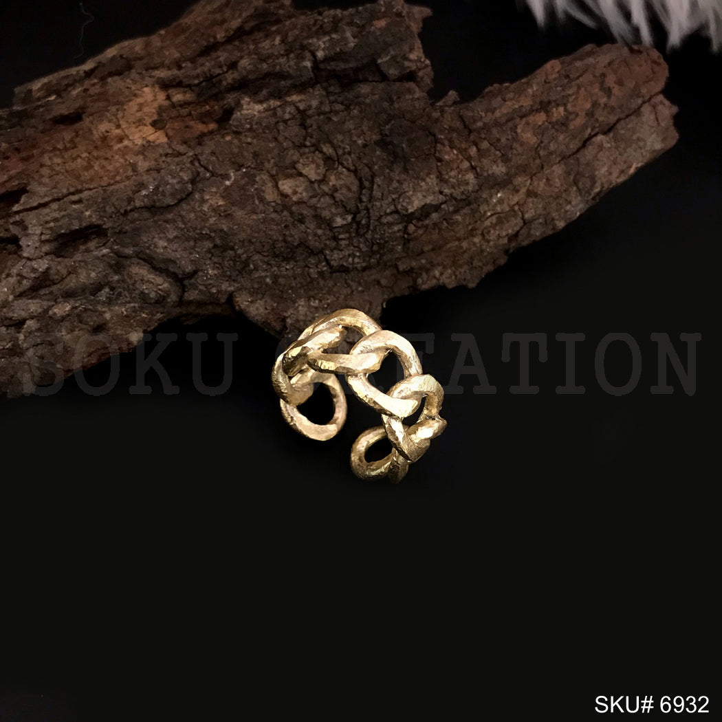 Gold Plated Handmade Plain Cable Unique Ring SKU6932