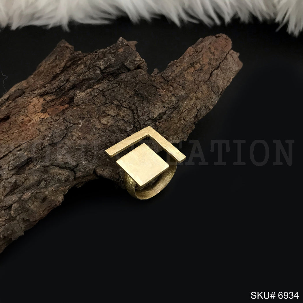 Gold Plated Handmade Plain Square Unique Ring SKU6934