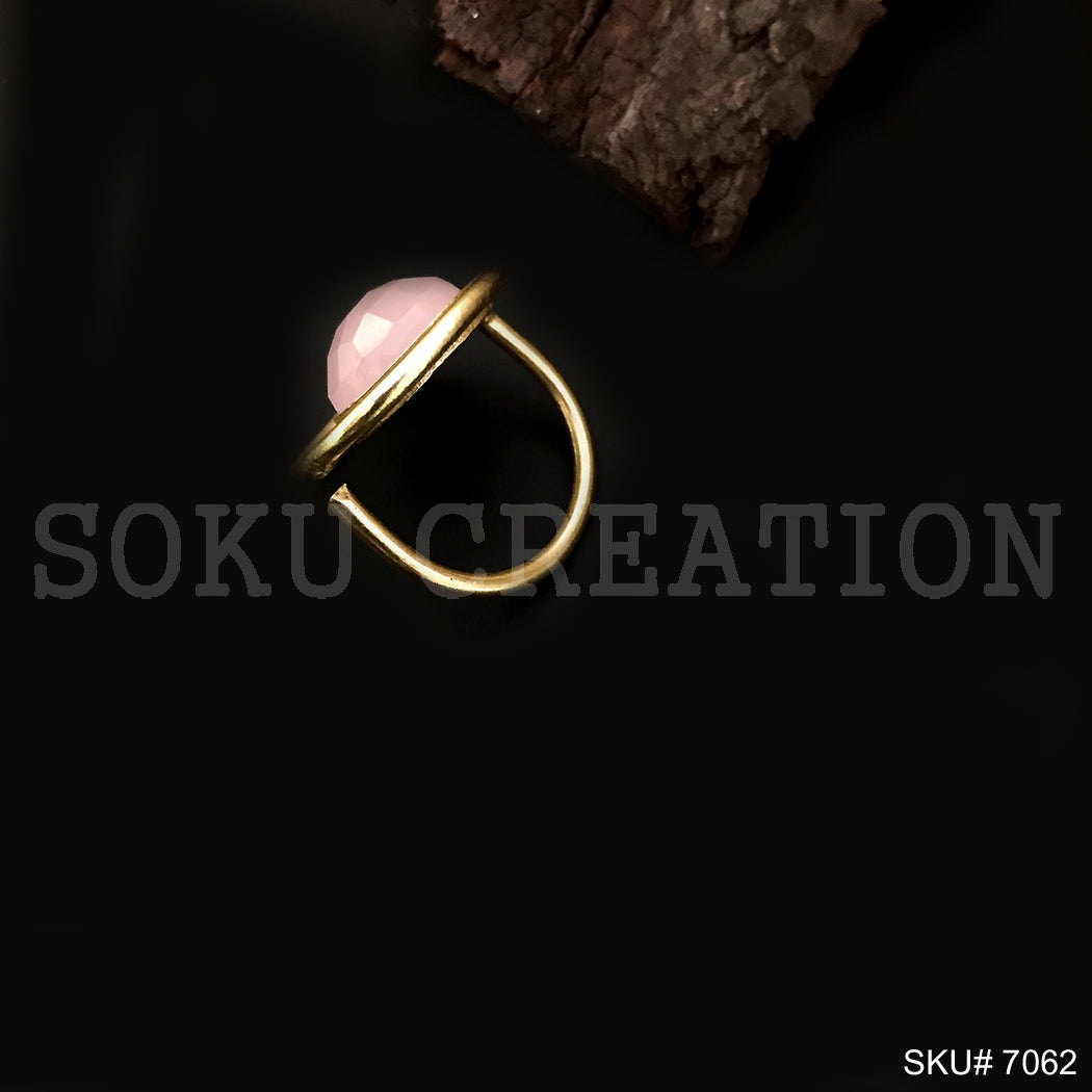 Gold Plated Unique Statement Gemstone Adjustable Handmade Ring SKU7062