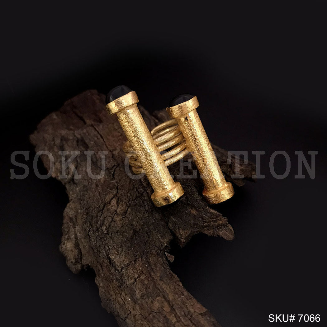 Gold Plated Unique Statement Gemstone Adjustable Handmade Ring SKU7066