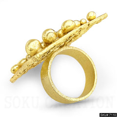 Gold Plated Unique Statement Square Doted Adjustable Handmade Ring SKU7110