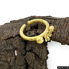 Gold Plated Unique Gold Doted Flower Adjustable Handmade Ring SKU7119