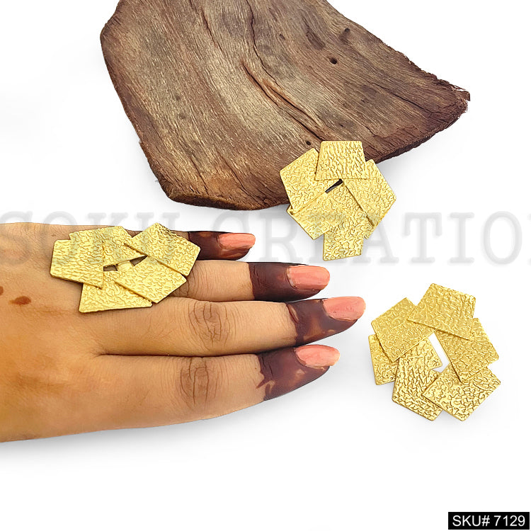 Gold plated Unique Statement Design Flower Jewelry Set Earring sand Ring SKU7129