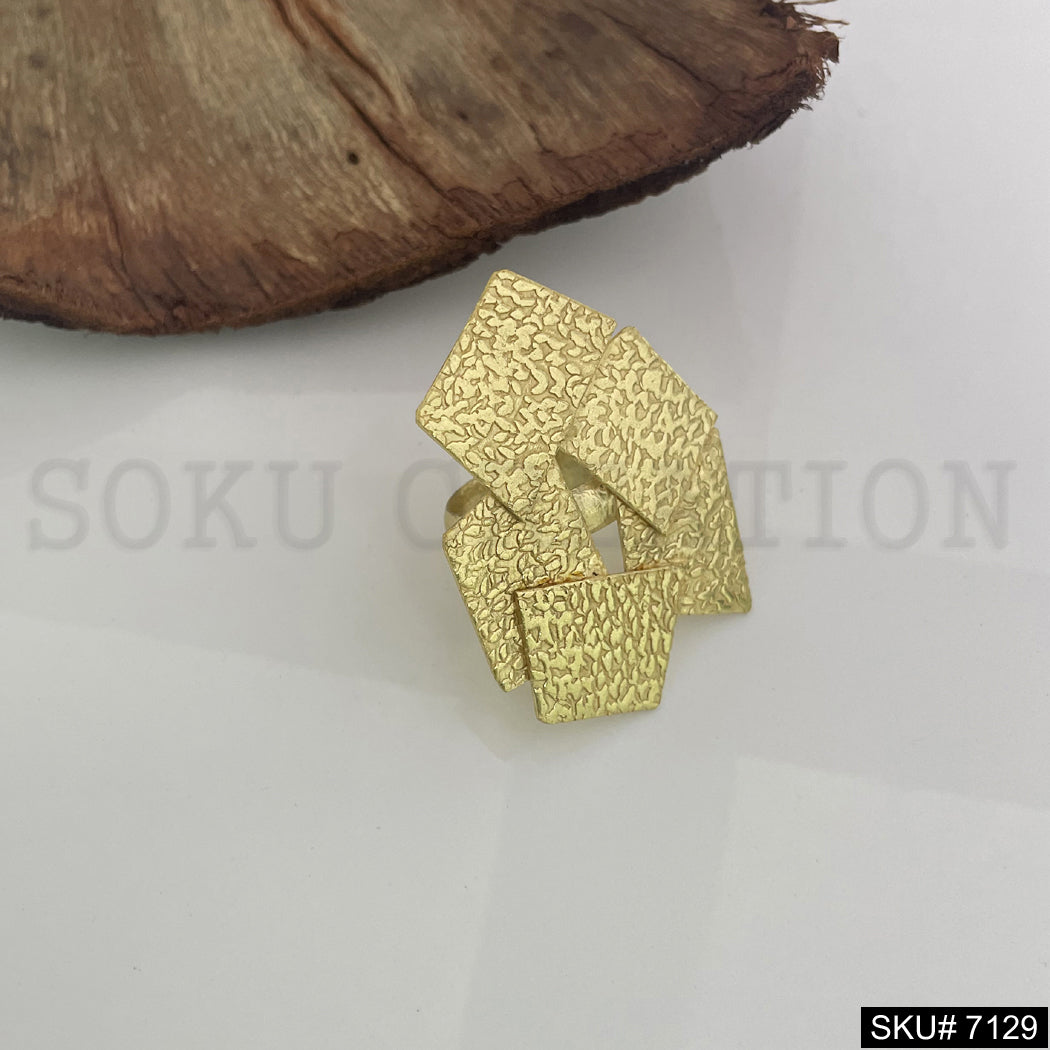 Gold plated Unique Statement Design Flower Jewelry Set Earring sand Ring SKU7129