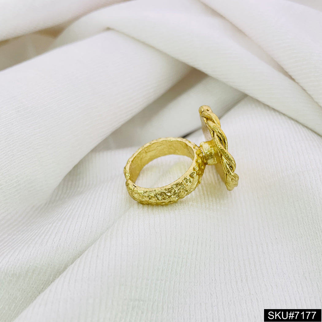 Gold plated uneven Designer Texture  adjustable Handcrafted Ring sku7177