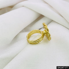 Gold plated uneven Designer Texture  adjustable Handcrafted Ring sku7177