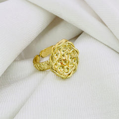 Gold plated uneven Designer Texture  adjustable Handcrafted Ring sku7177