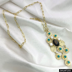 Gold plated Designer Labradorite with Mother of pearl Necklace sku7205
