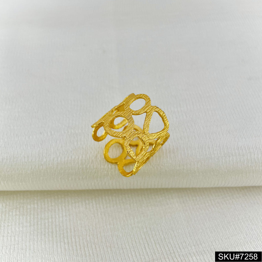 Gold plated Plain texture uneven Style adjustable Handcrafted Ring SKU7258