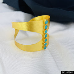 GOLD PLATED DESIGNER TURQUOISE CUFF BANGLE  SKU7261