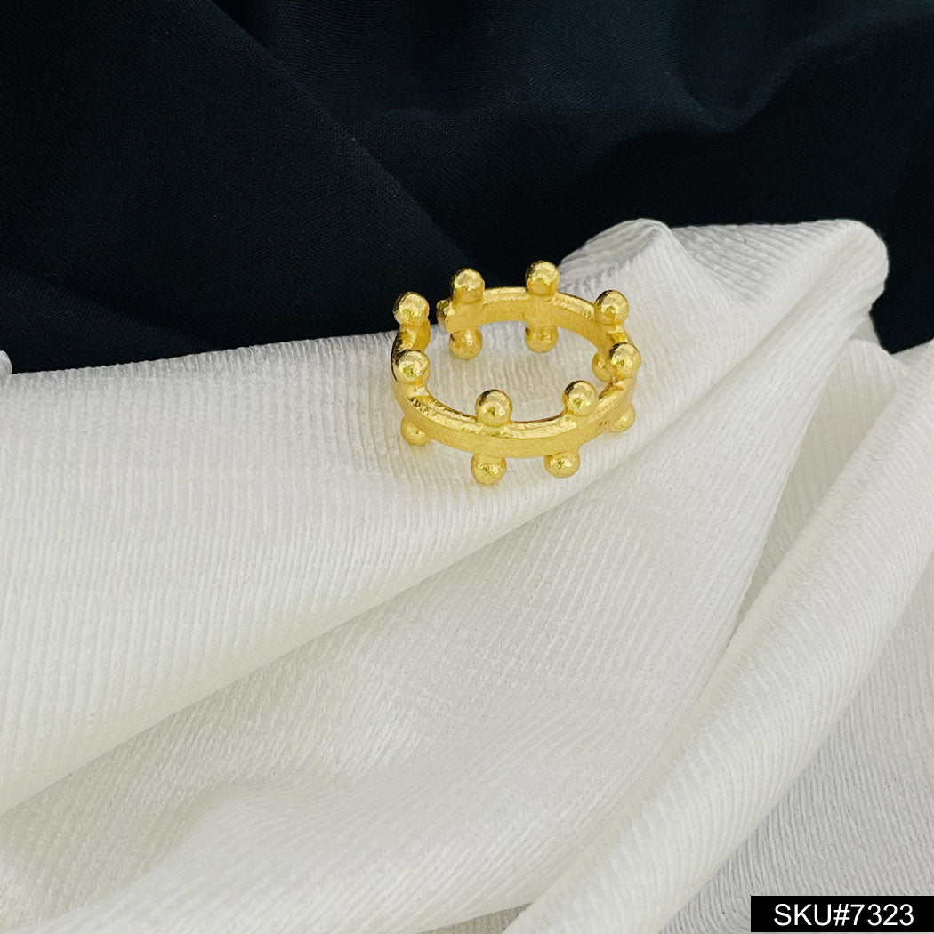 Gold plated Handmade Designer Dotted adjustable Ring SKU7323