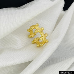 Gold plated Handmade Designer Dotted adjustable Ring SKU7323