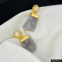 Amazonite and Agate Gold plated Drop and Dangle Earring SKU7337